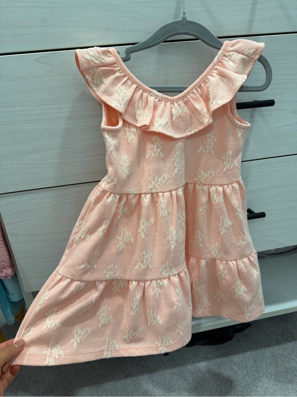 Janie and Jack Peach and Cream Floral Dress nwot